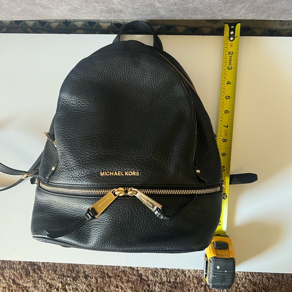 Michael Kors Black Pebbled Leather Small Backpack with Gold Hardware - Picture 5 of 8